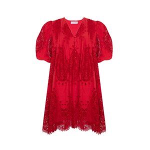 HUNTER BELL Red Lace Mini Dress
